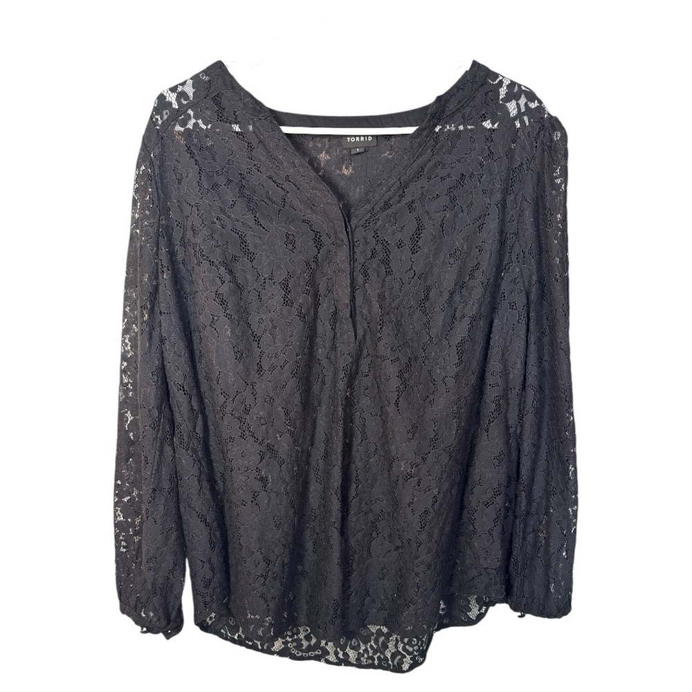 Torrid Sheer Black Lace Top Size 1X